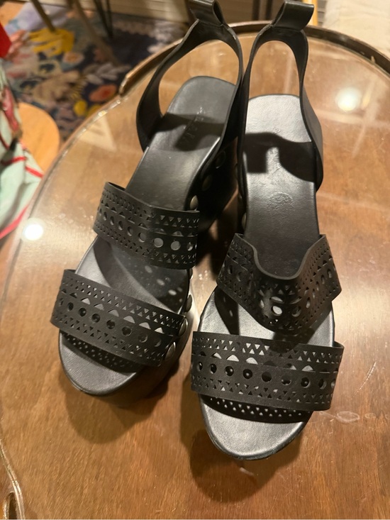 Alaïa wedge black sandal- Vienne Wooden Ankle Strap Wedges Size EU 38 main image 3